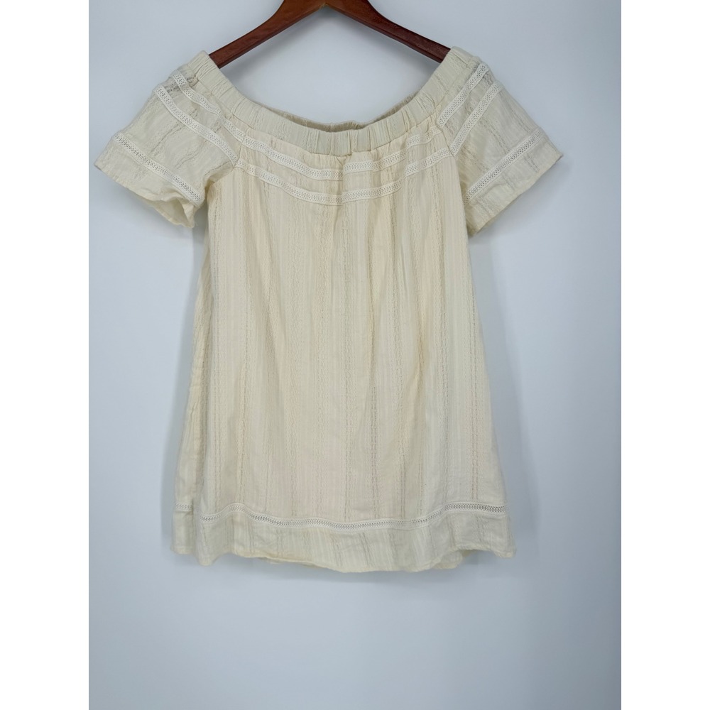 Blu Pepper Womens Off Shoulder Top Small Boho Peasant Cottagecore Lace Trim